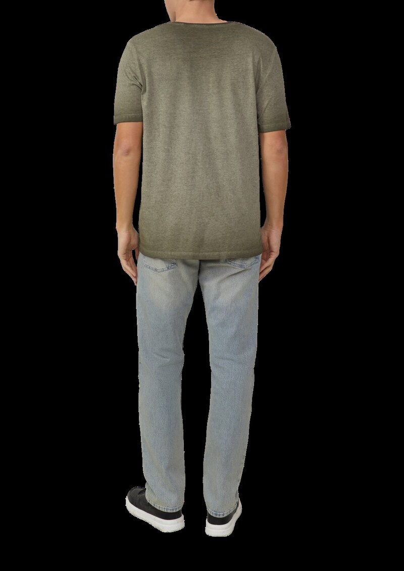 Gewaschenes T-Shirt mit Rollkante in Melange-Optik