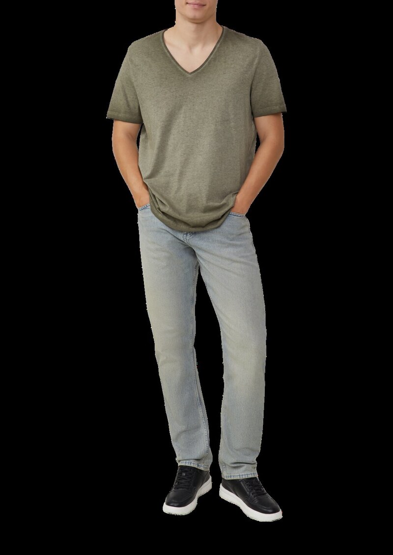 Gewaschenes T-Shirt mit Rollkante in Melange-Optik