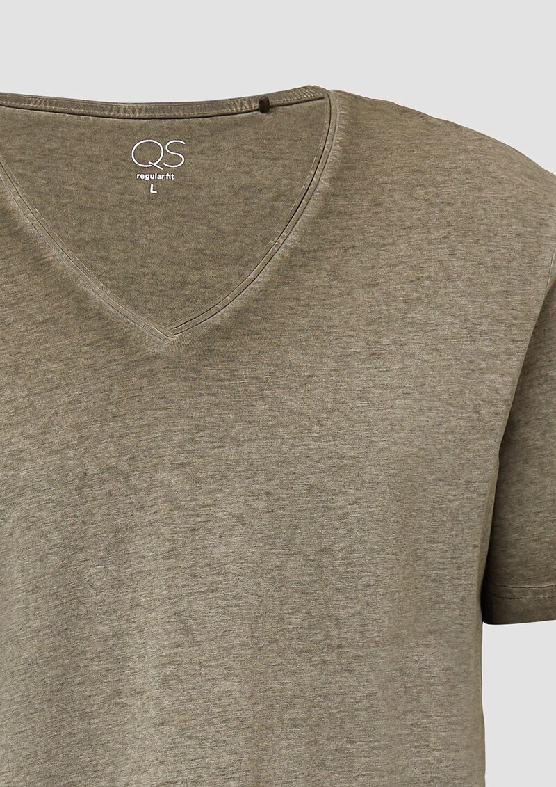 Gewaschenes T-Shirt mit Rollkante in Melange-Optik