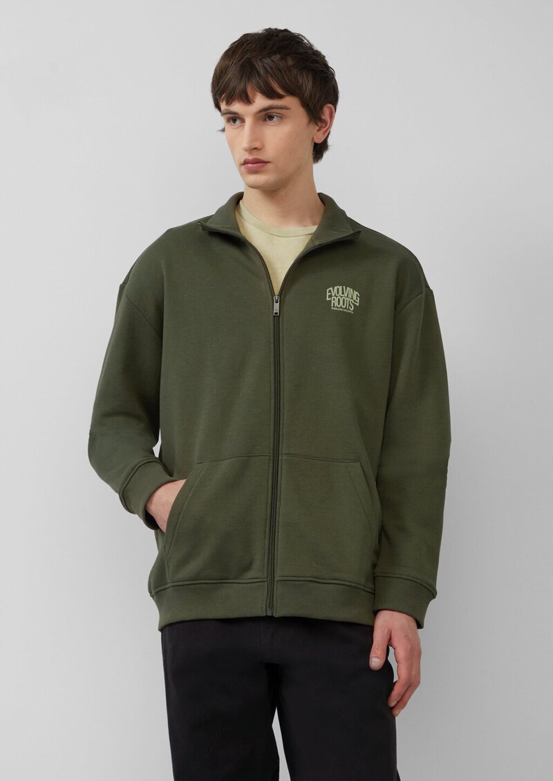 Sweatshirt-Jacke mit Stehkragen und Frontprint