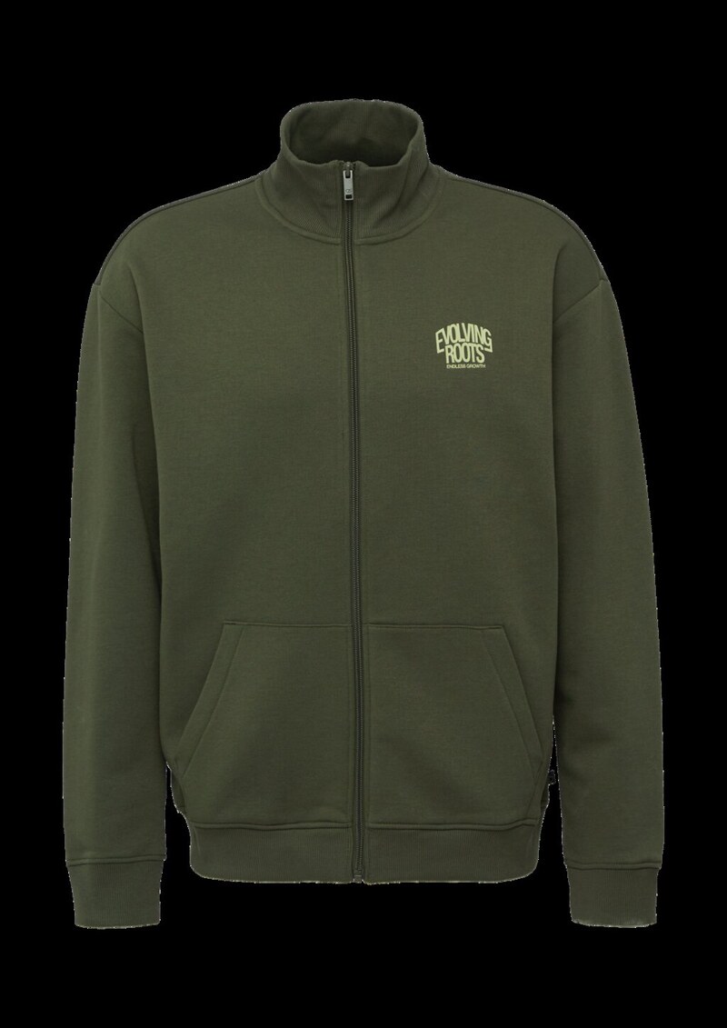 Sweatshirt-Jacke mit Stehkragen und Frontprint