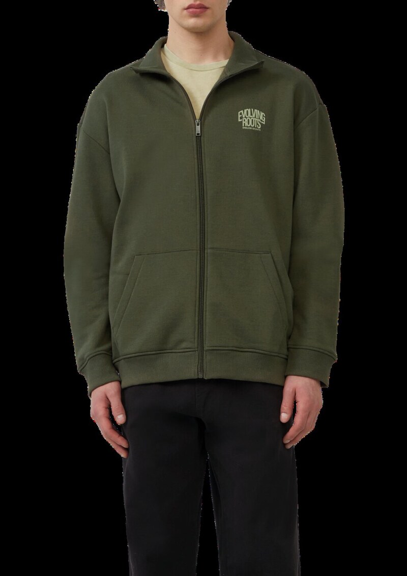 Sweatshirt-Jacke mit Stehkragen und Frontprint