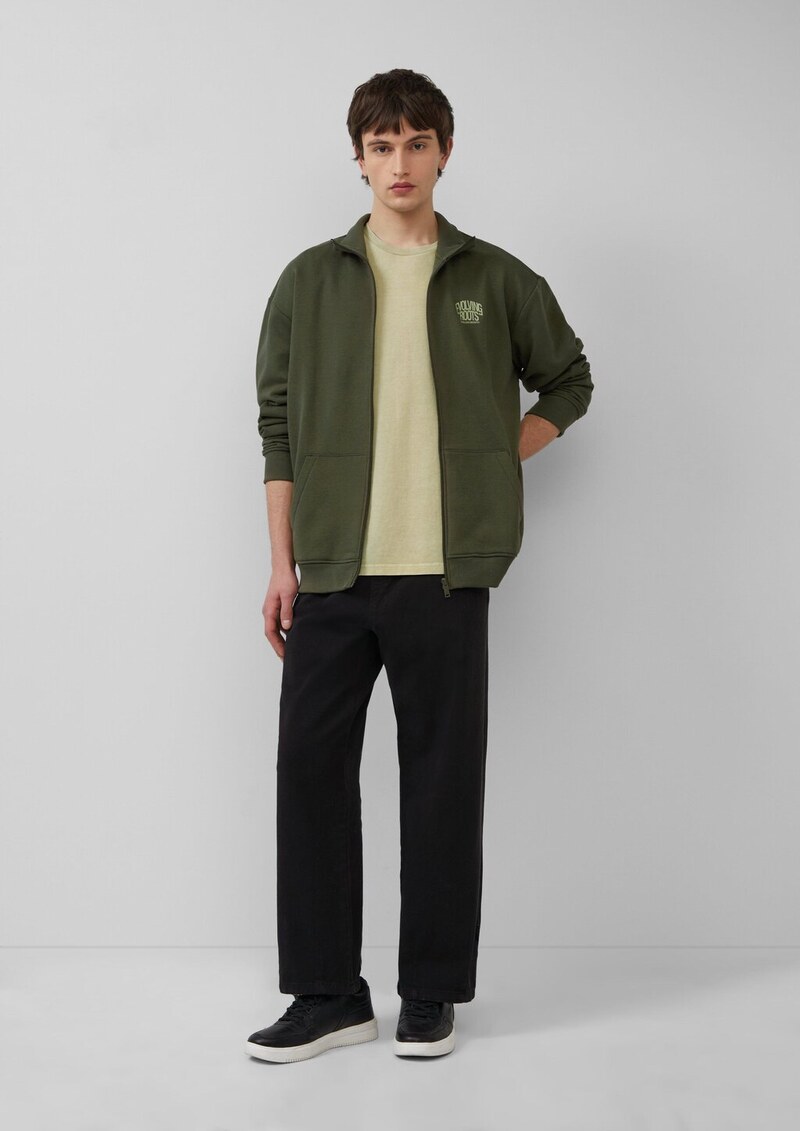 Sweatshirt-Jacke mit Stehkragen und Frontprint