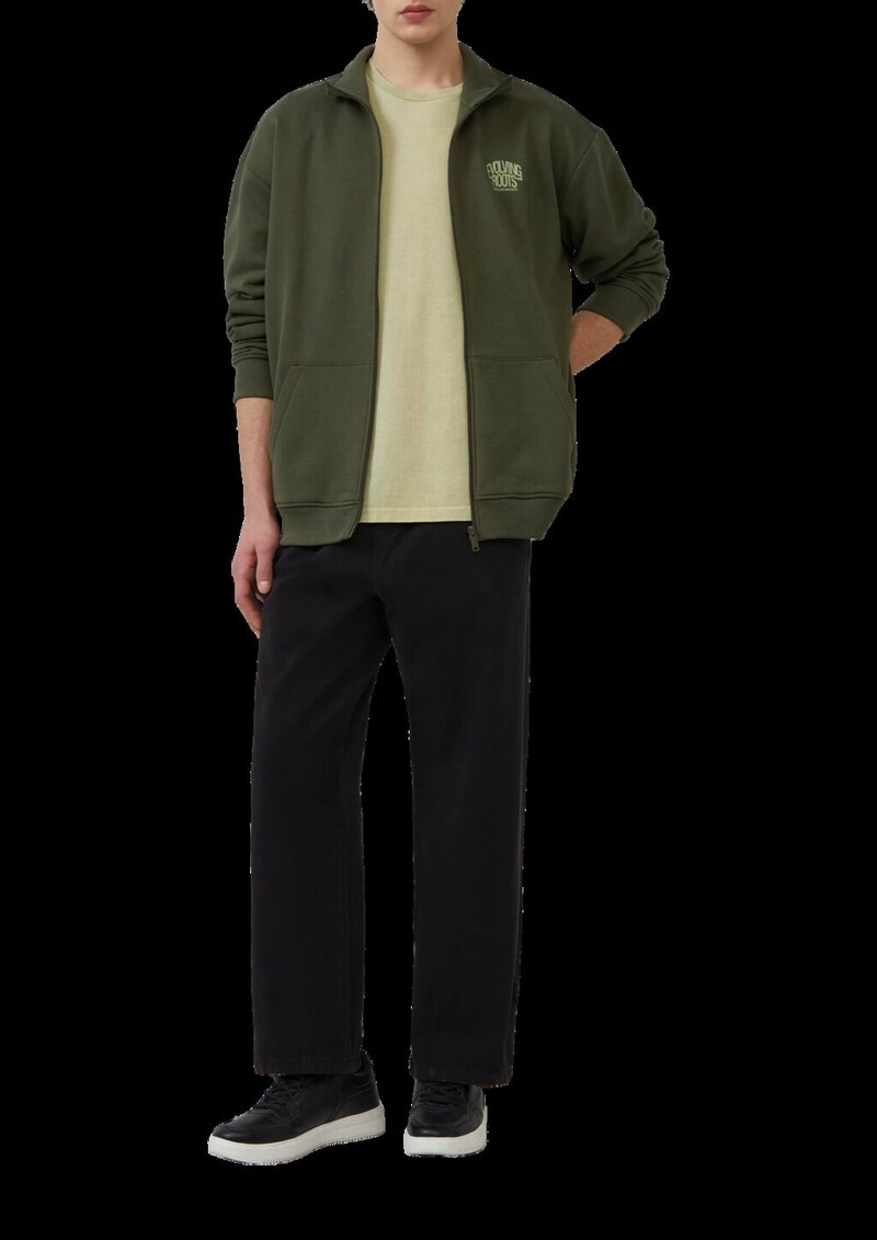 Sweatshirt-Jacke mit Stehkragen und Frontprint