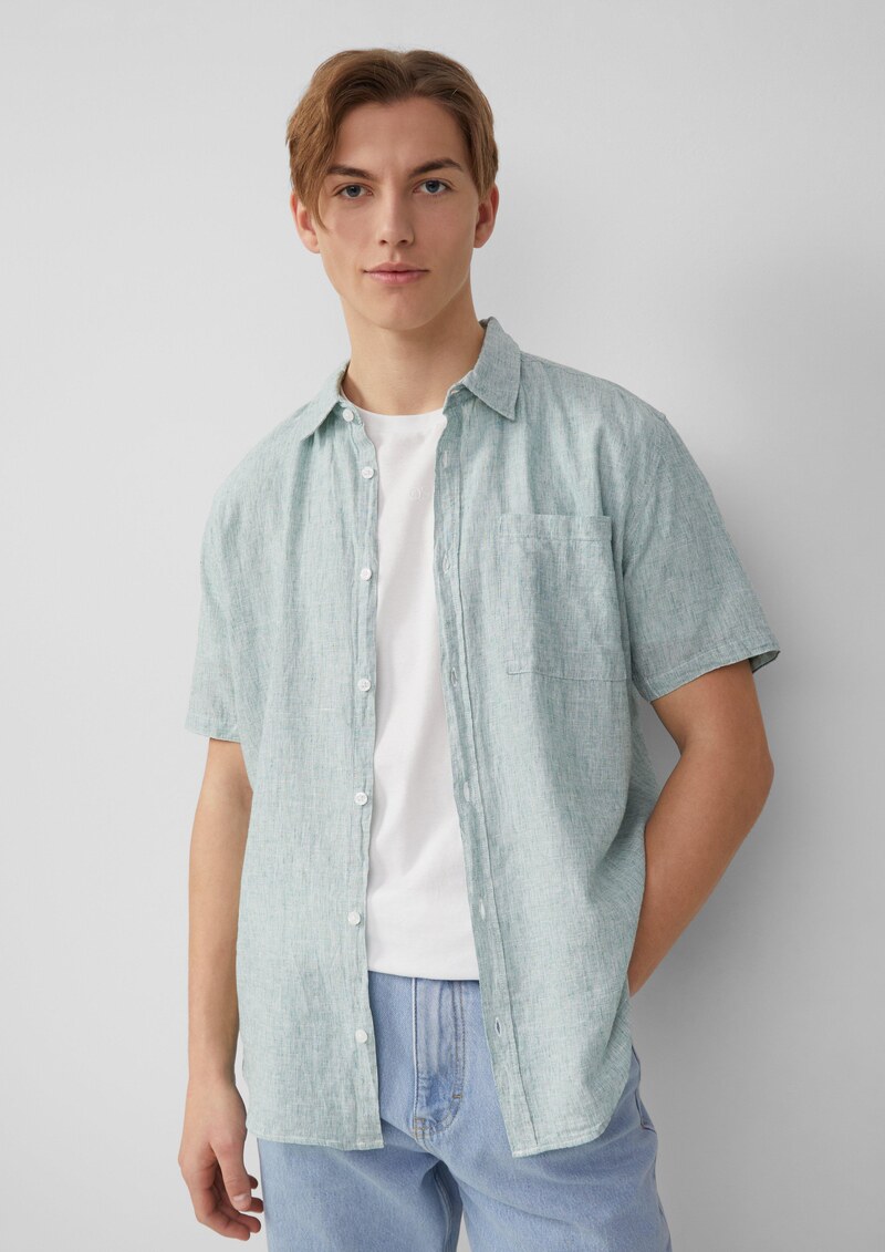 Regular Fit: Meliertes Hemd aus Leinenmix