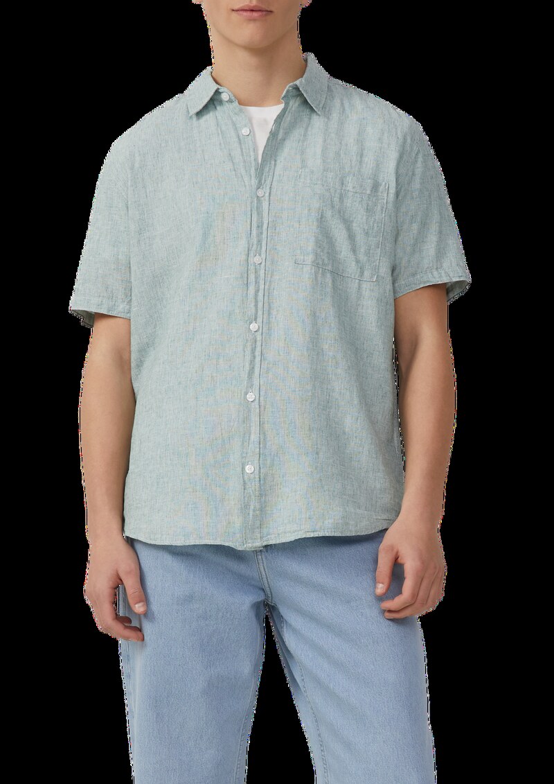 Regular Fit: Meliertes Hemd aus Leinenmix