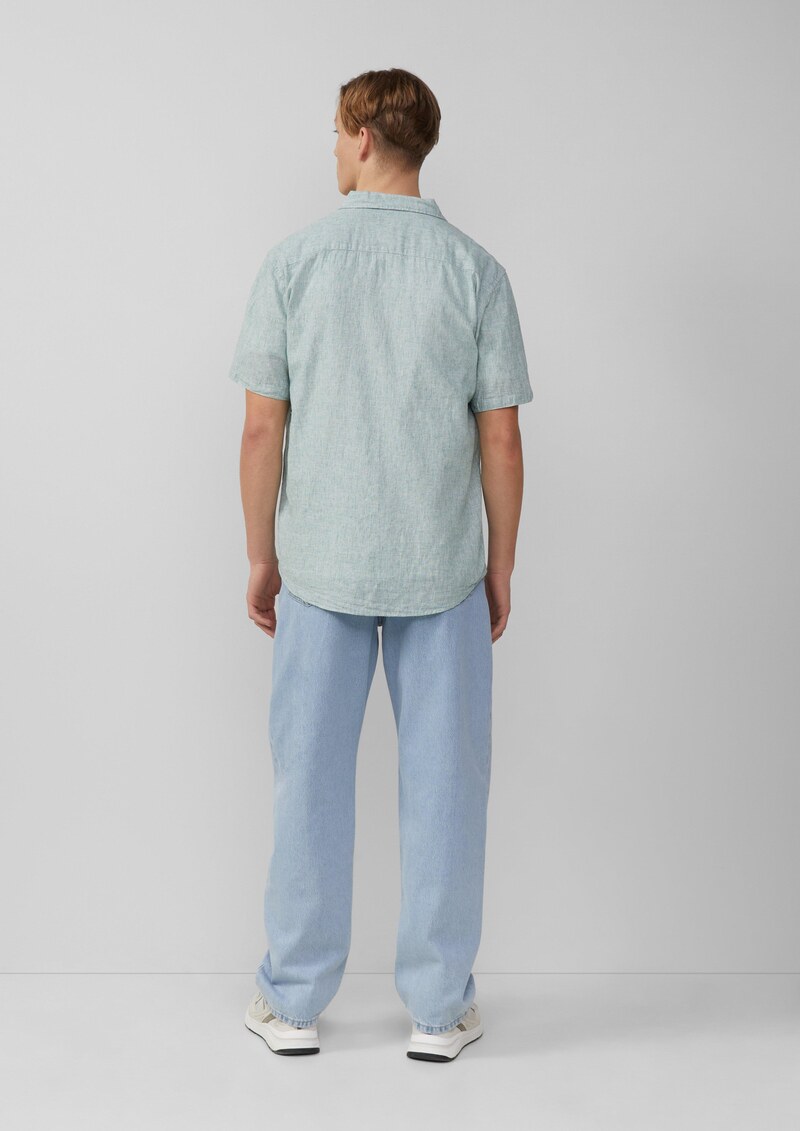 Regular Fit: Meliertes Hemd aus Leinenmix