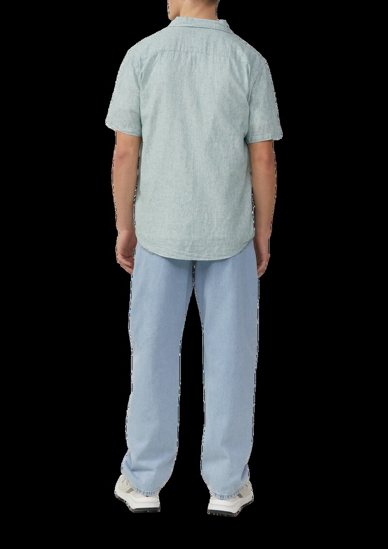 Regular Fit: Meliertes Hemd aus Leinenmix