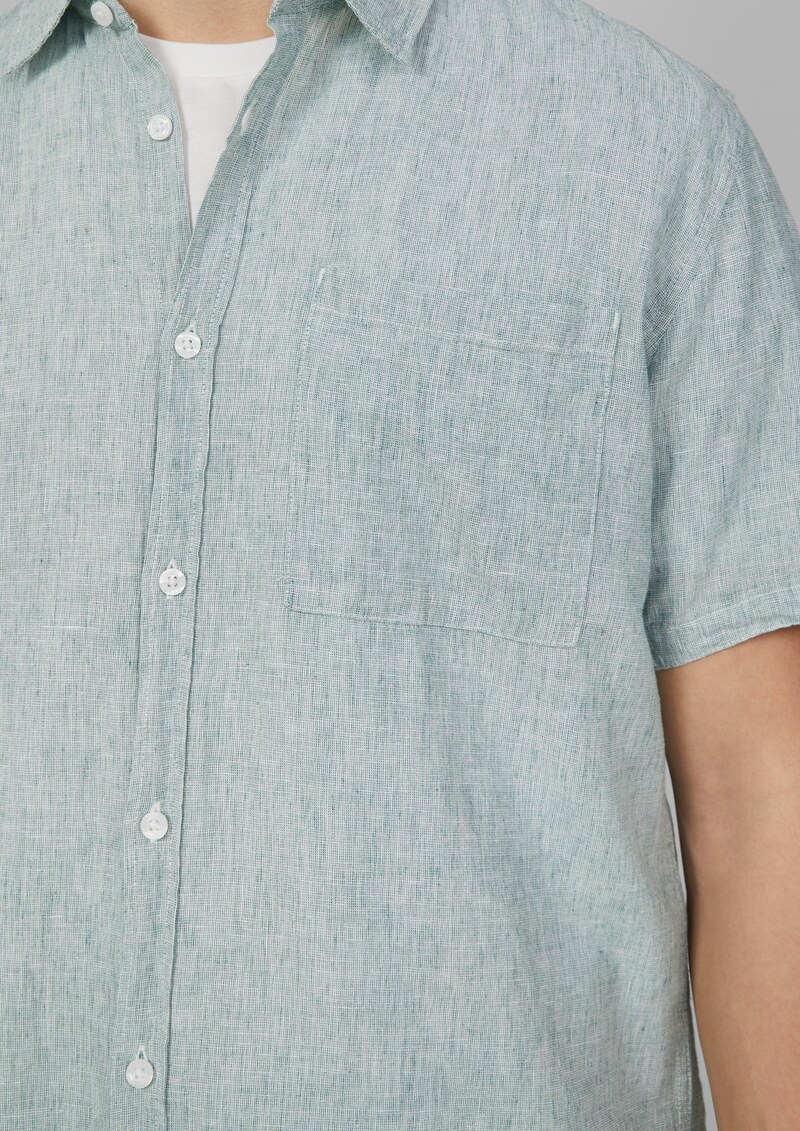 Regular Fit: Meliertes Hemd aus Leinenmix