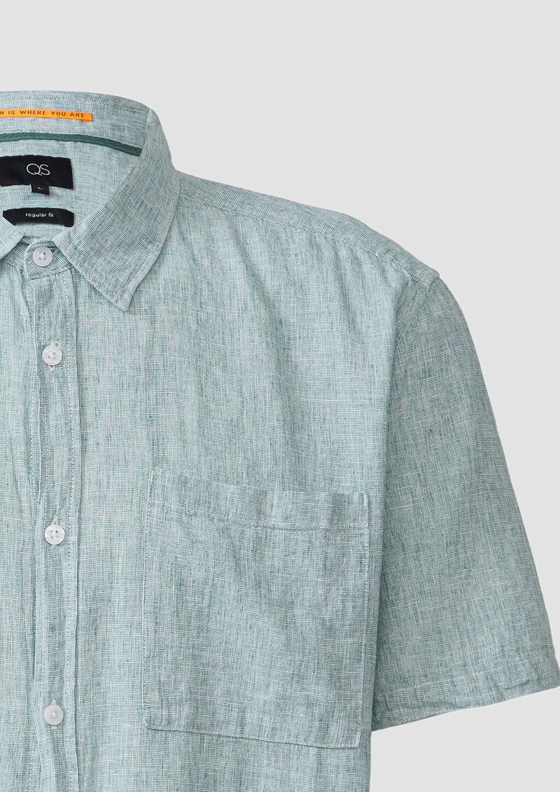 Regular Fit: Meliertes Hemd aus Leinenmix