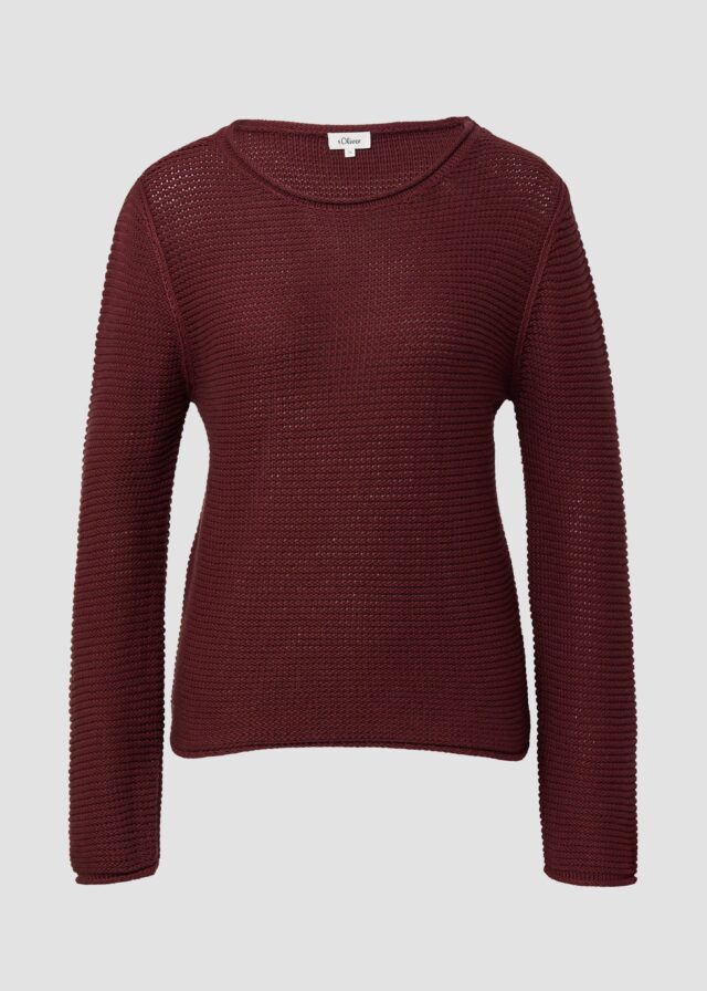 Strickpullover im Slim Fit mit Rollkanten