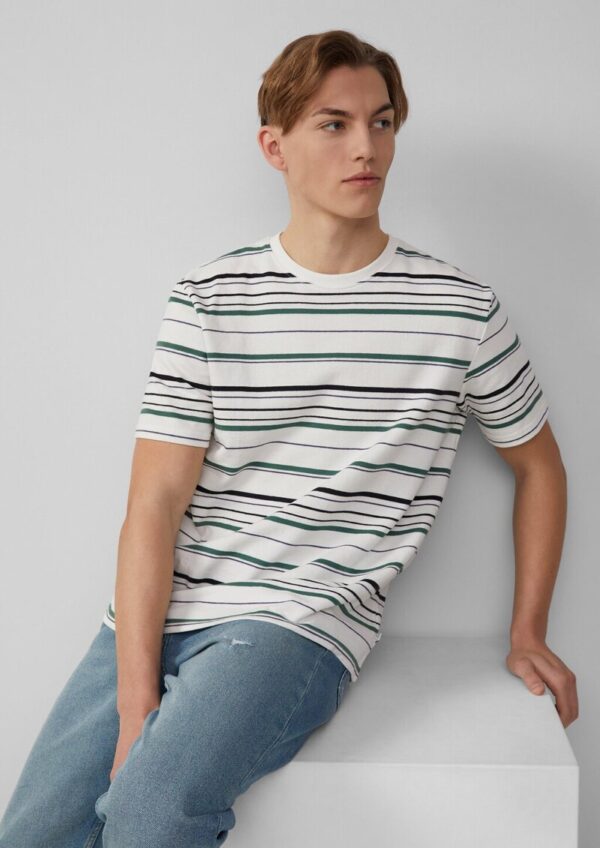 T-Shirt mit Streifen aus schwerem Jersey