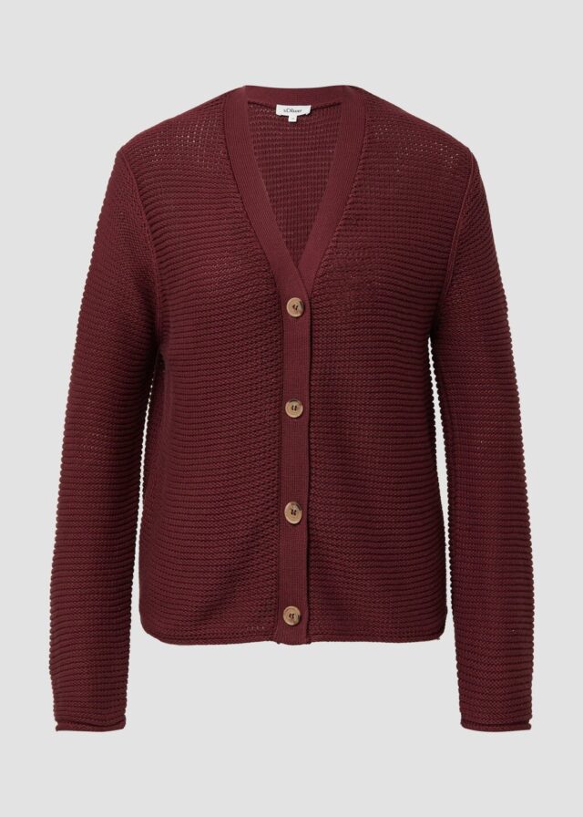 Grobstrickjacke mit Rollsaum