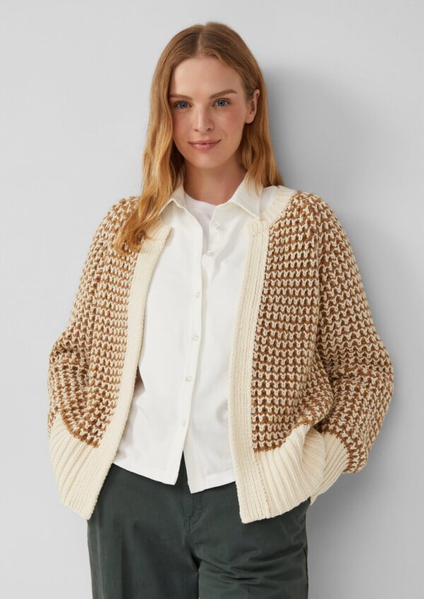 Gemusterte Strickjacke mit Raglanärmeln im Relaxed Fit