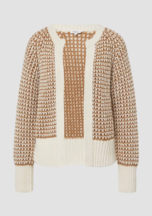 Gemusterte Strickjacke mit Raglanärmeln im Relaxed Fit