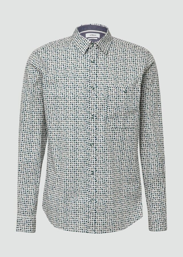 Slim Fit: Gemustertes Hemd aus Baumwollstretch