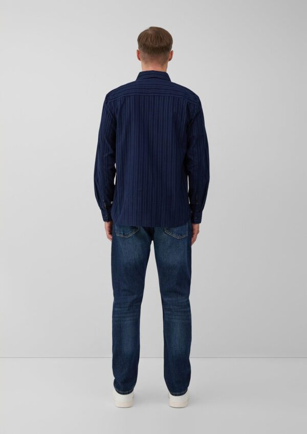 Regular Fit: Cordhemd in Streifenoptik mit aufgesetzter Tasche