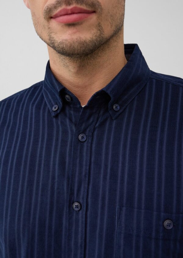 Regular Fit: Cordhemd in Streifenoptik mit aufgesetzter Tasche