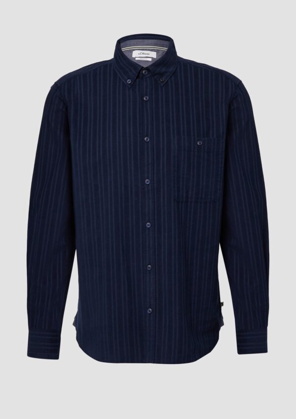 Regular Fit: Cordhemd in Streifenoptik mit aufgesetzter Tasche