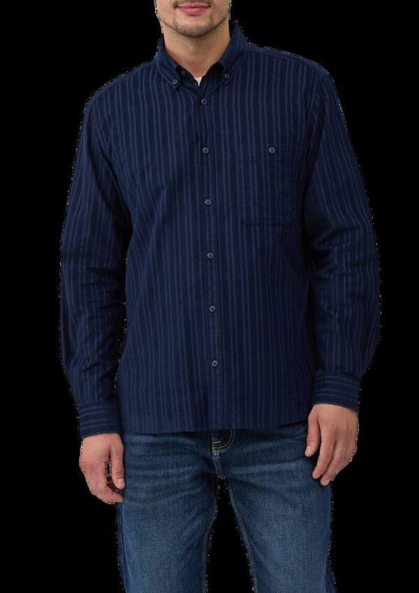 Regular Fit: Cordhemd in Streifenoptik mit aufgesetzter Tasche