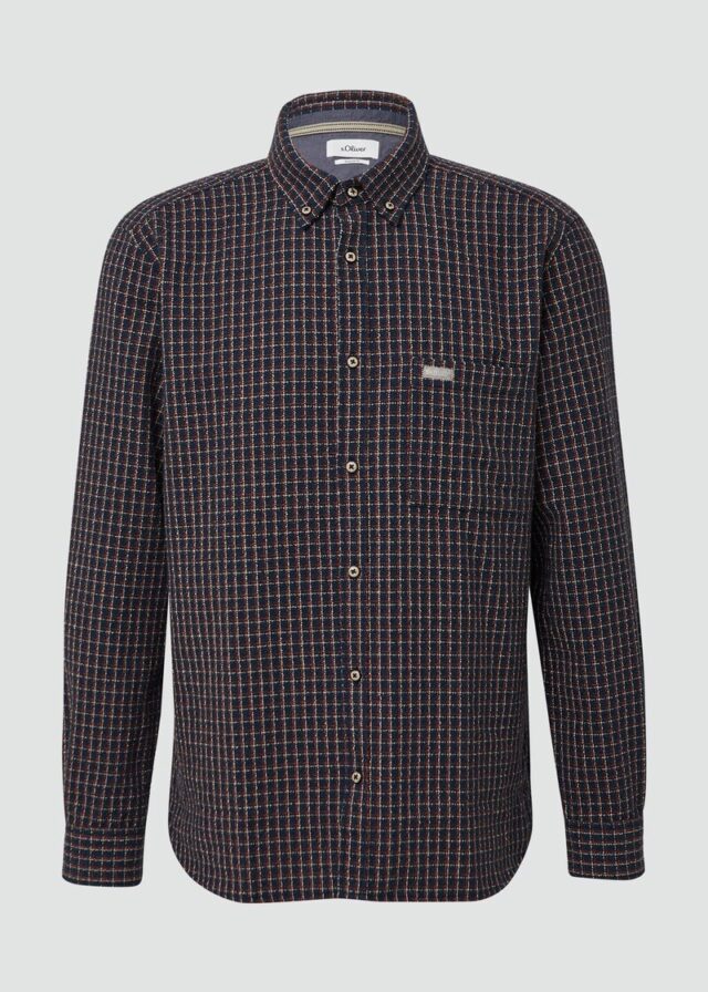 Regular Fit: Kariertes Hemd mit Struktur