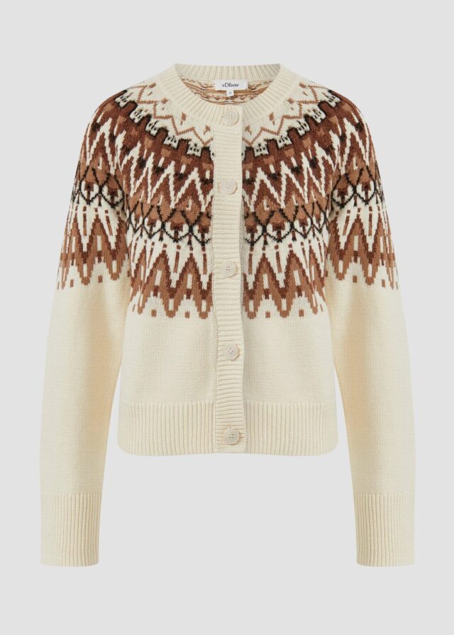 Jacquard-Strickjacke im Relaxed Fit