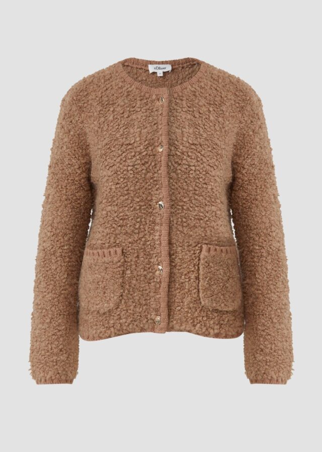 Bouclé-Strickjacke aus Alpaka-Wollmix