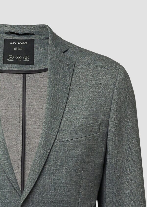 s.O JOGG: Sakko im Slim Fit aus fein gemustertem Interlockjersey