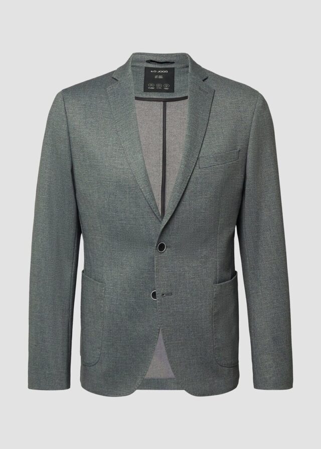 s.O JOGG: Sakko im Slim Fit aus fein gemustertem Interlockjersey