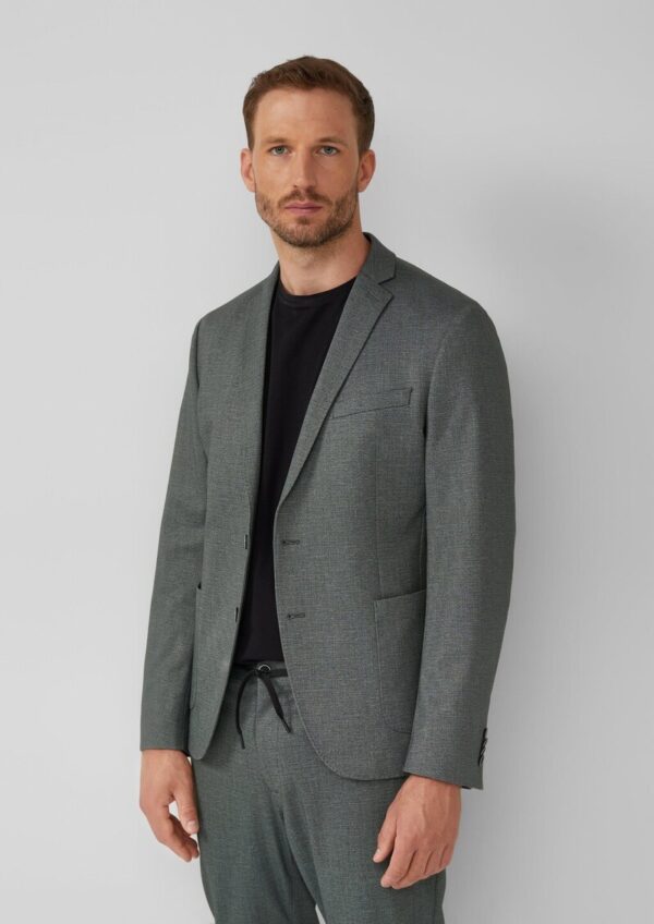 s.O JOGG: Sakko im Slim Fit aus fein gemustertem Interlockjersey