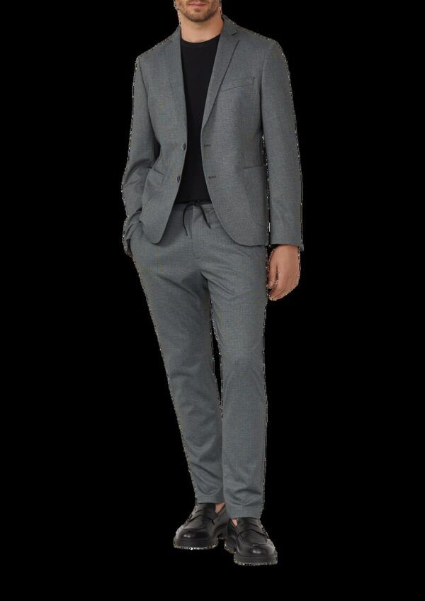 s.O JOGG: Anzughose im Slim Fit aus fein gemustertem Interlockjersey