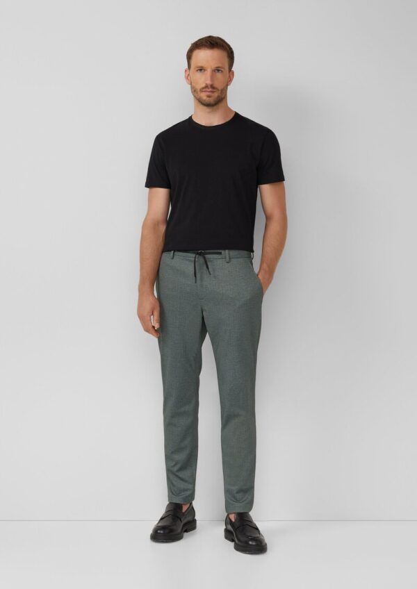 s.O JOGG: Anzughose im Slim Fit aus fein gemustertem Interlockjersey