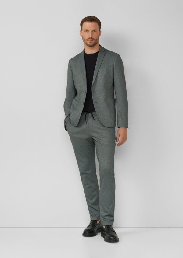 s.O JOGG: Anzughose im Slim Fit aus fein gemustertem Interlockjersey