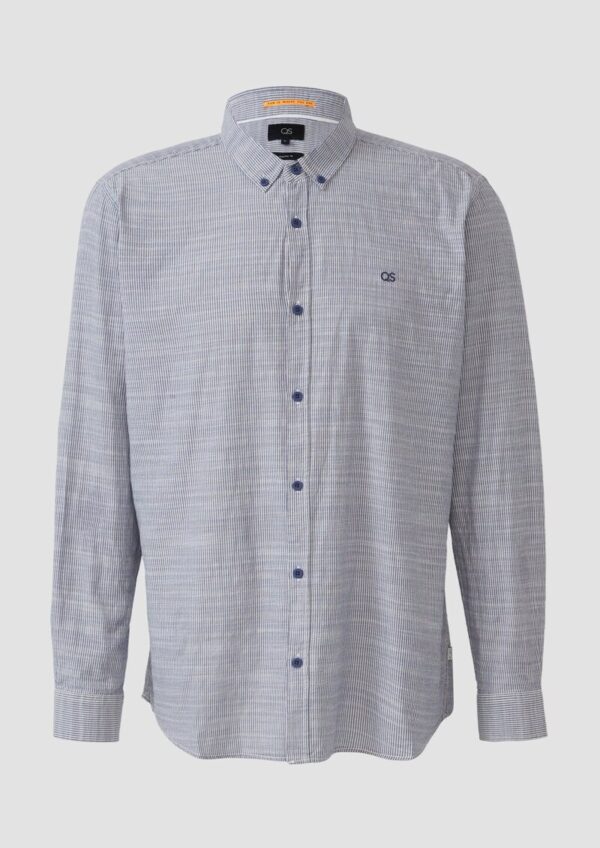 Regular Fit: Gestreiftes Hemd mit Logo-Stickerei