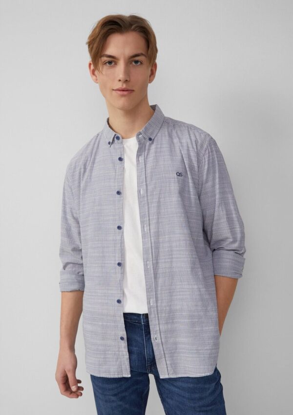 Regular Fit: Gestreiftes Hemd mit Logo-Stickerei