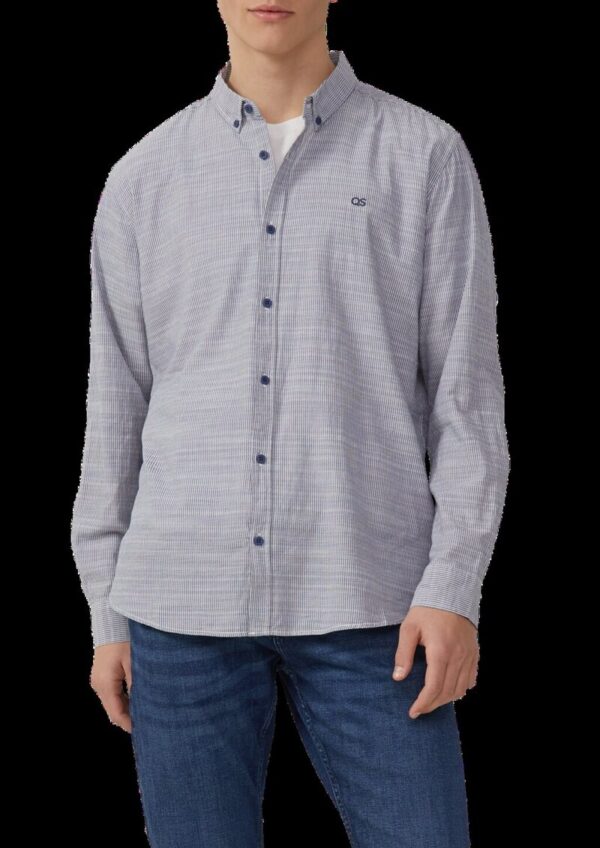 Regular Fit: Gestreiftes Hemd mit Logo-Stickerei