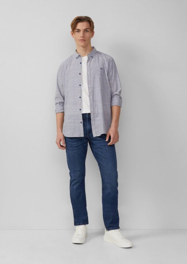 Regular Fit: Gestreiftes Hemd mit Logo-Stickerei