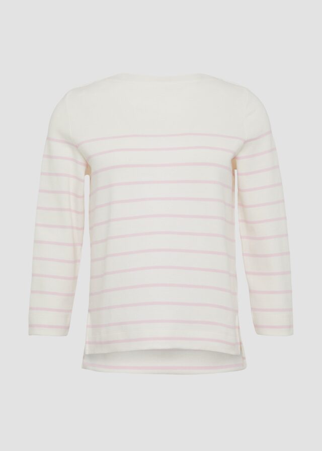 Geringeltes Sweatshirt mit U-Boot-Ausschnitt