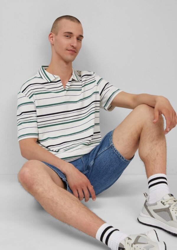 Gestreiftes Polo-T-Shirt aus schwerem Jersey