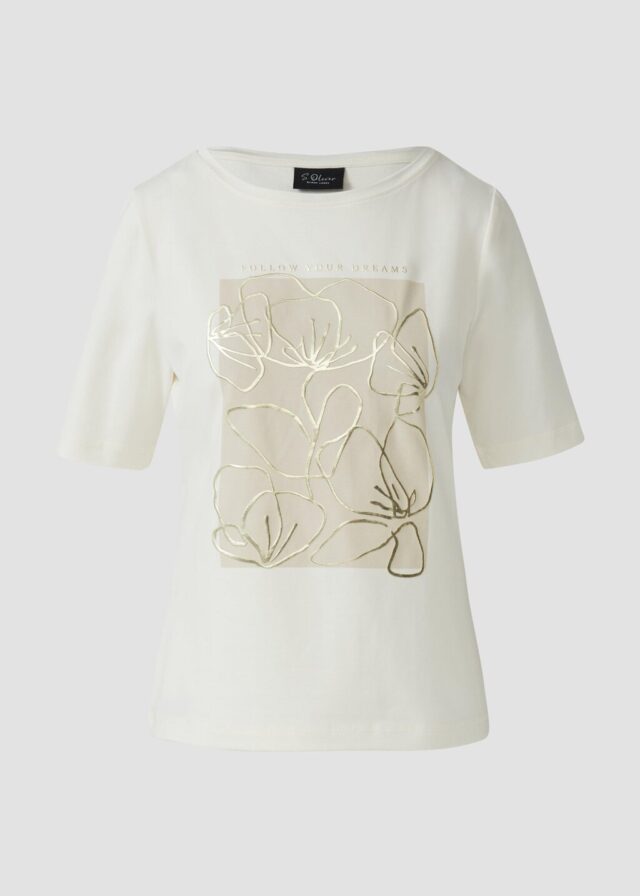 T-Shirt mit Metallic-Frontprint