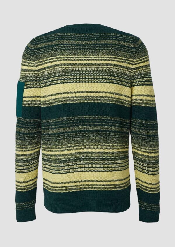 Gestreifter Strickpullover aus Baumwolle mit Ärmeltasche