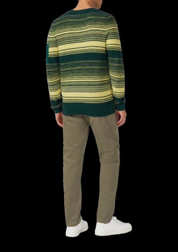 Gestreifter Strickpullover aus Baumwolle mit Ärmeltasche