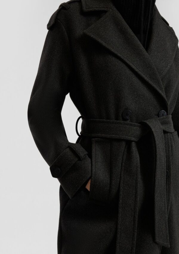 Trenchcoat mit Gürtel in Wolloptik