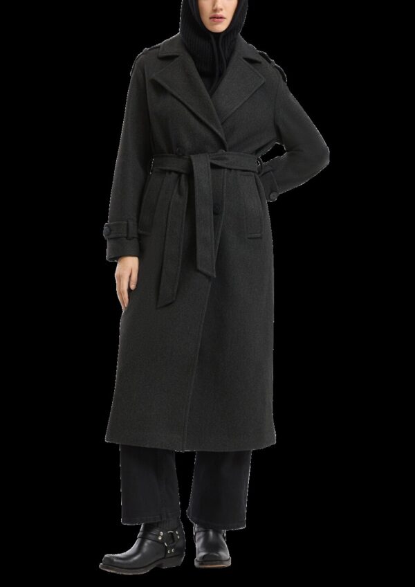 Trenchcoat mit Gürtel in Wolloptik