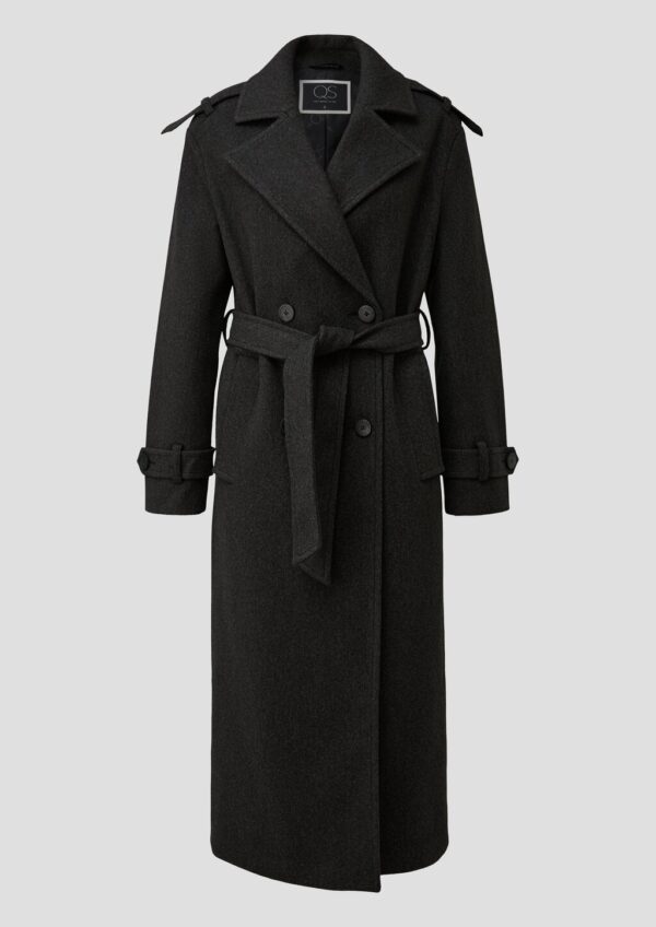 Trenchcoat mit Gürtel in Wolloptik