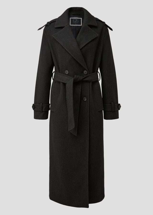 Trenchcoat mit Gürtel in Wolloptik