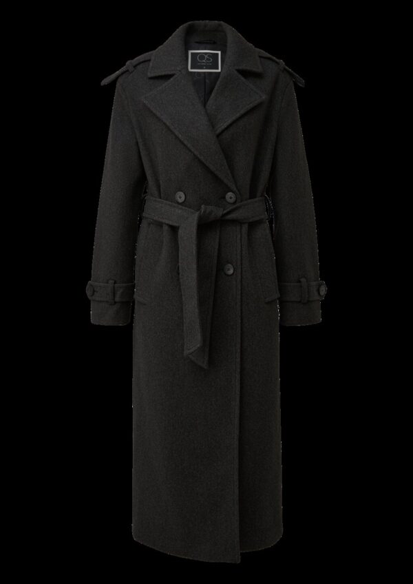 Trenchcoat mit Gürtel in Wolloptik