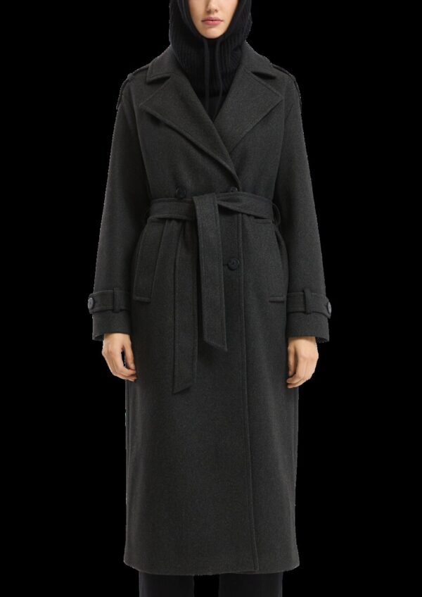 Trenchcoat mit Gürtel in Wolloptik