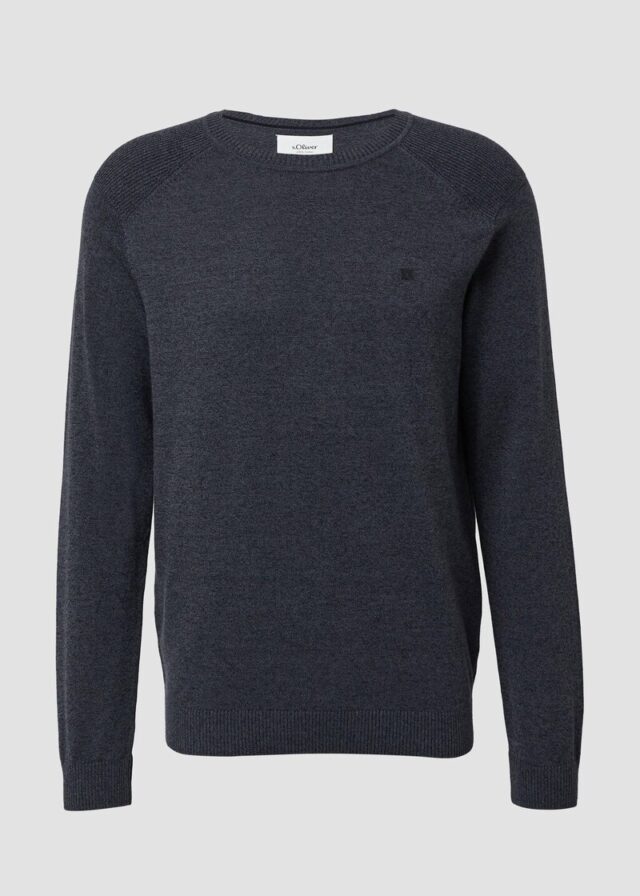 Pullover aus Moulinéstrick mit Crew Neck und Raglanärmeln