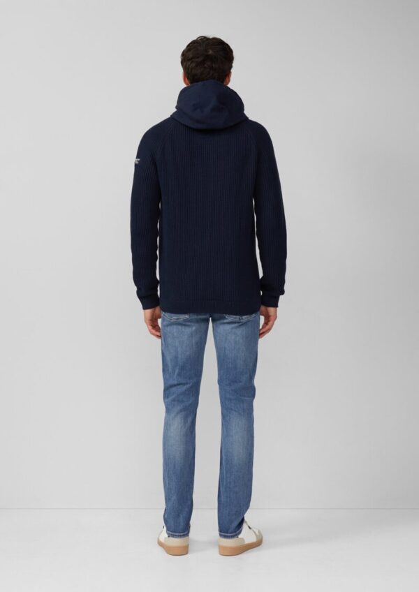 Fabricmix-Strickjacke mit Kapuze und sportiven Details